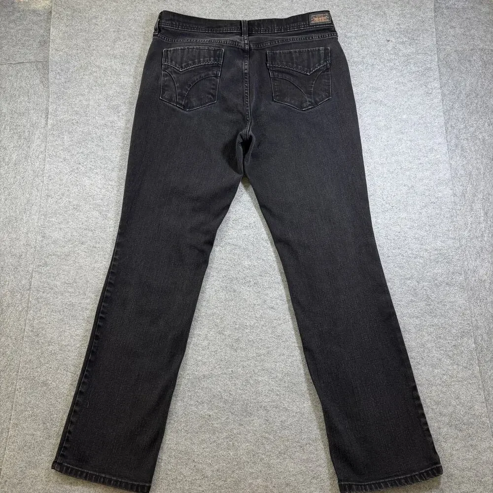 Levi's 505 Straight Leg Jeans Womens 12 Black Faded Denim Button Fly Mid Rise